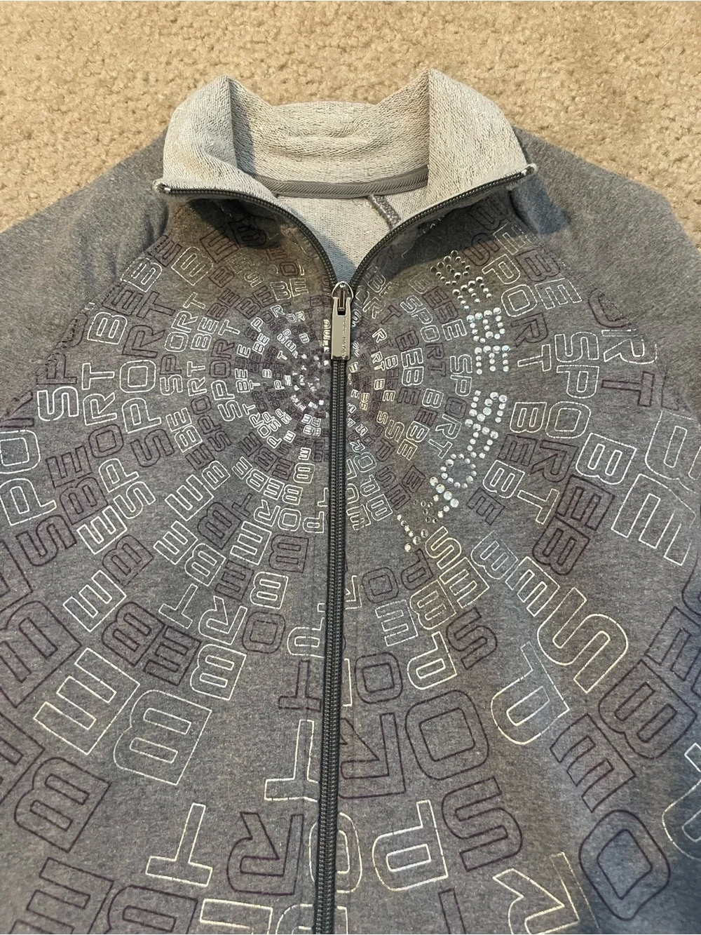 bebe Gray Sweatsuit with Graphic Accent